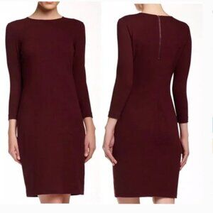 Vince 3/4 Sleeve Shiraz Boucle Dress - Maroon Red - Size Small